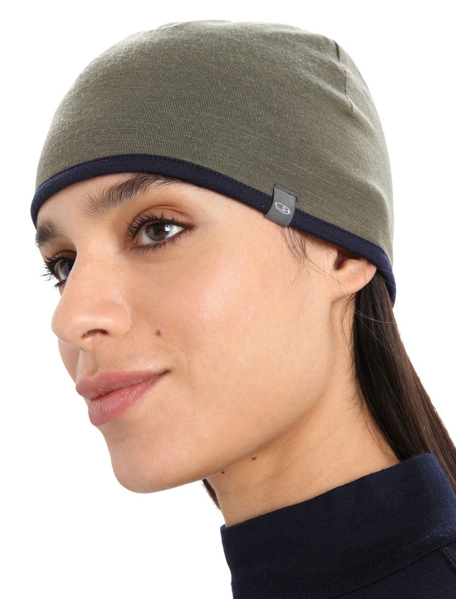 Icebreaker Unisex Merino Pocket Beanie Férfi Kalap Olivazöld Sötétkék | HU 1101UZGT